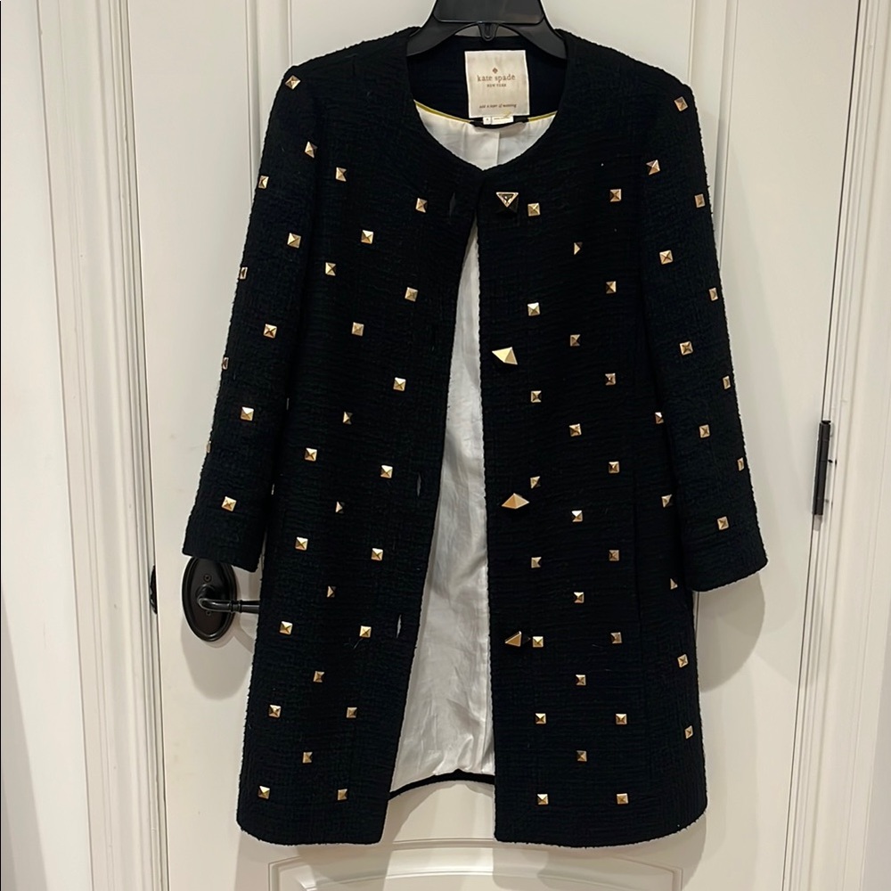 Kate Spade Black and Gold Blazer with Luxurious Fabric and Elegant Design
